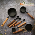 Black Measuring Cups -Wooden handle 8 pcs
