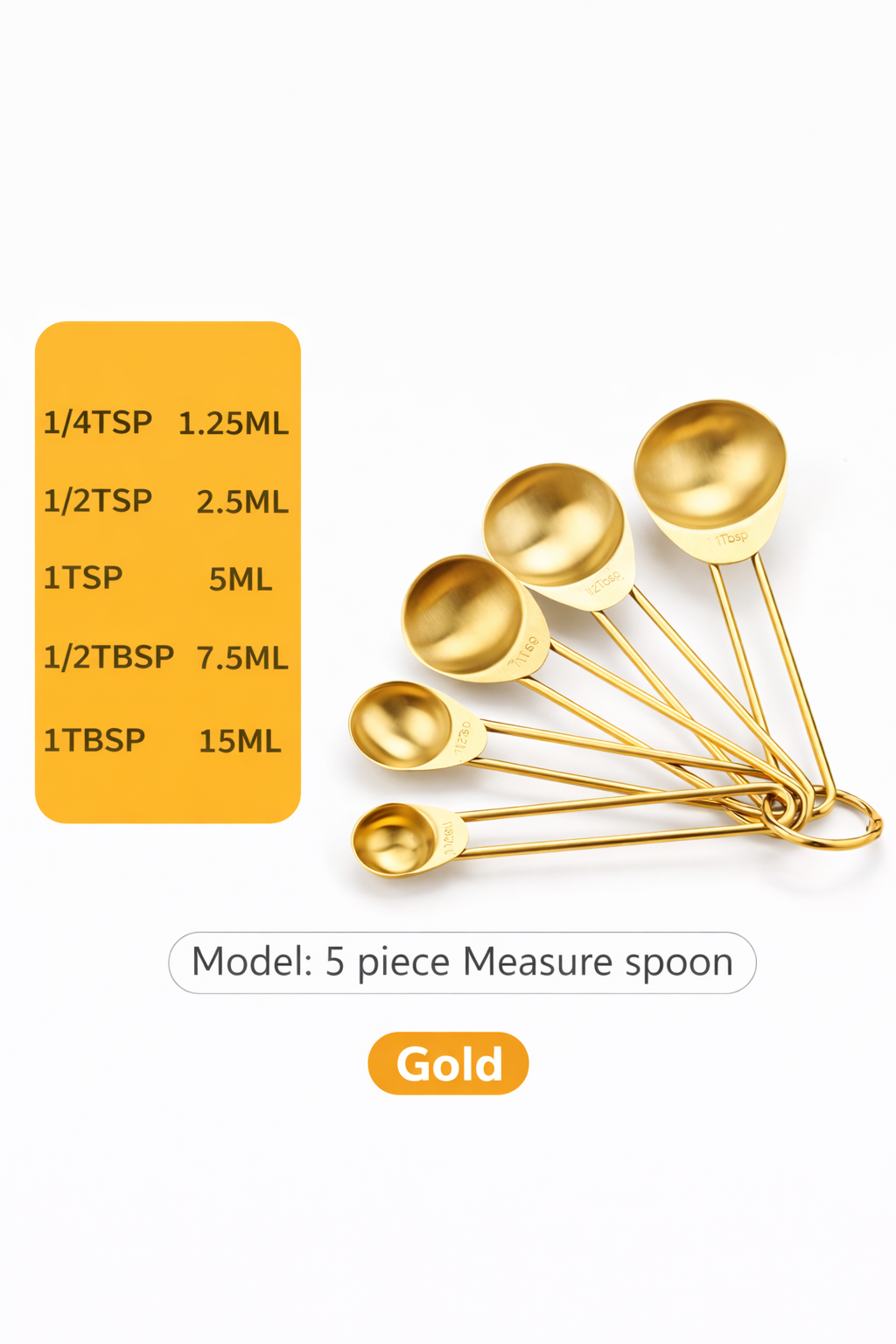 Gold Measuring Spoon Set -5 pcs