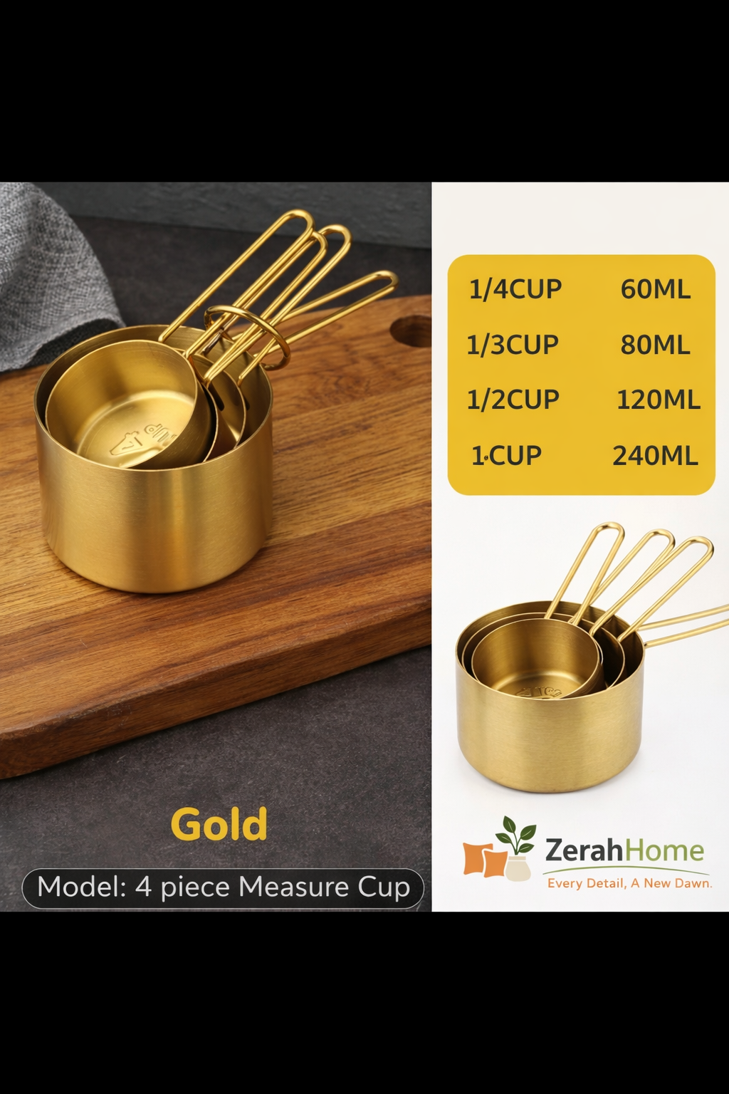Gold Measuring Cups – 4 pcs